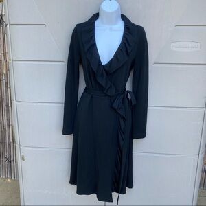 Milly of New York Women’s vintage  black wool wrap dress sz S